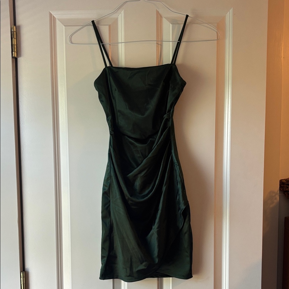 Windsor Dark Green Satin Mini Dress